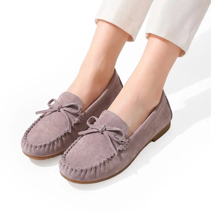 Women's Suede Bow Loafers