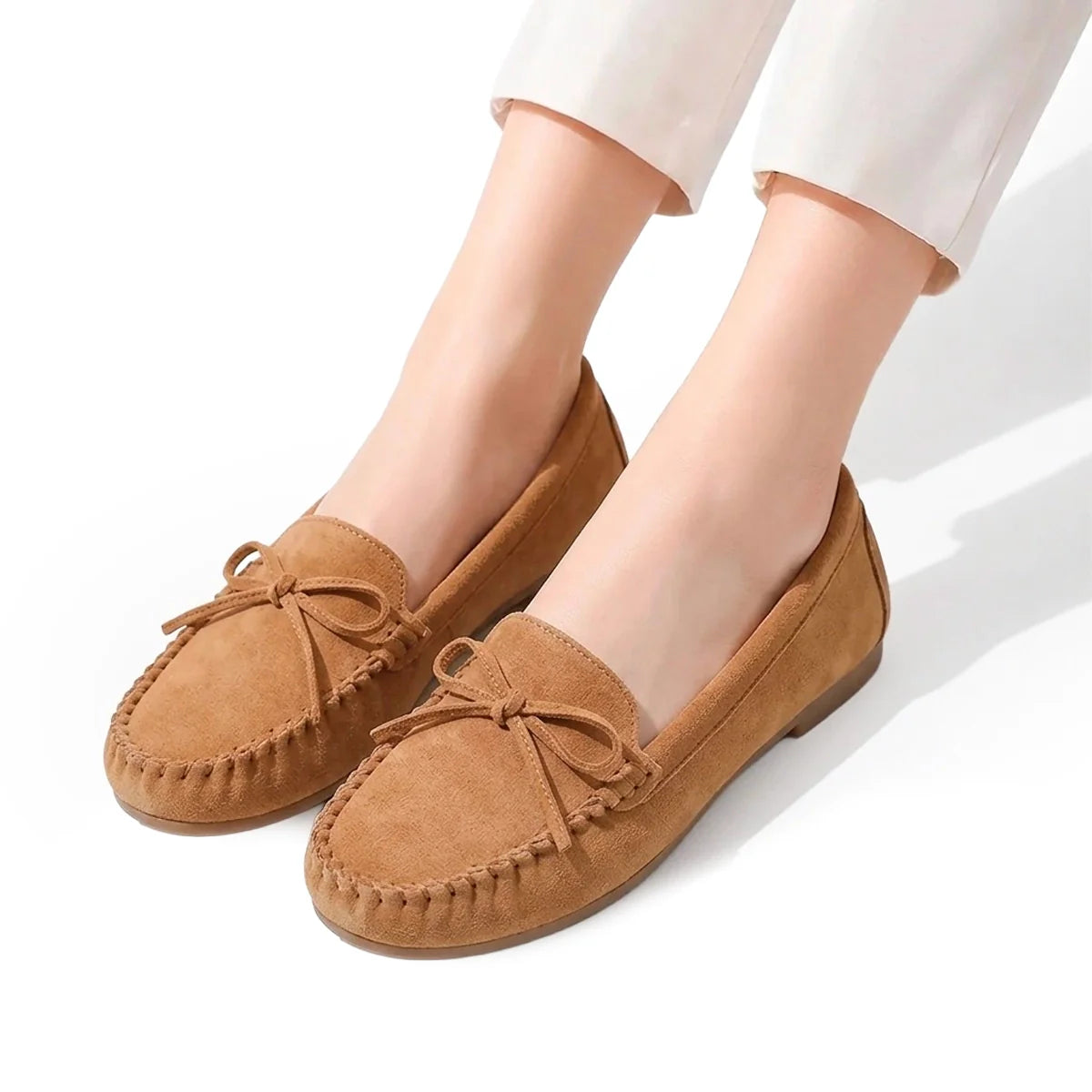 Women's Suede Bow Loafers
