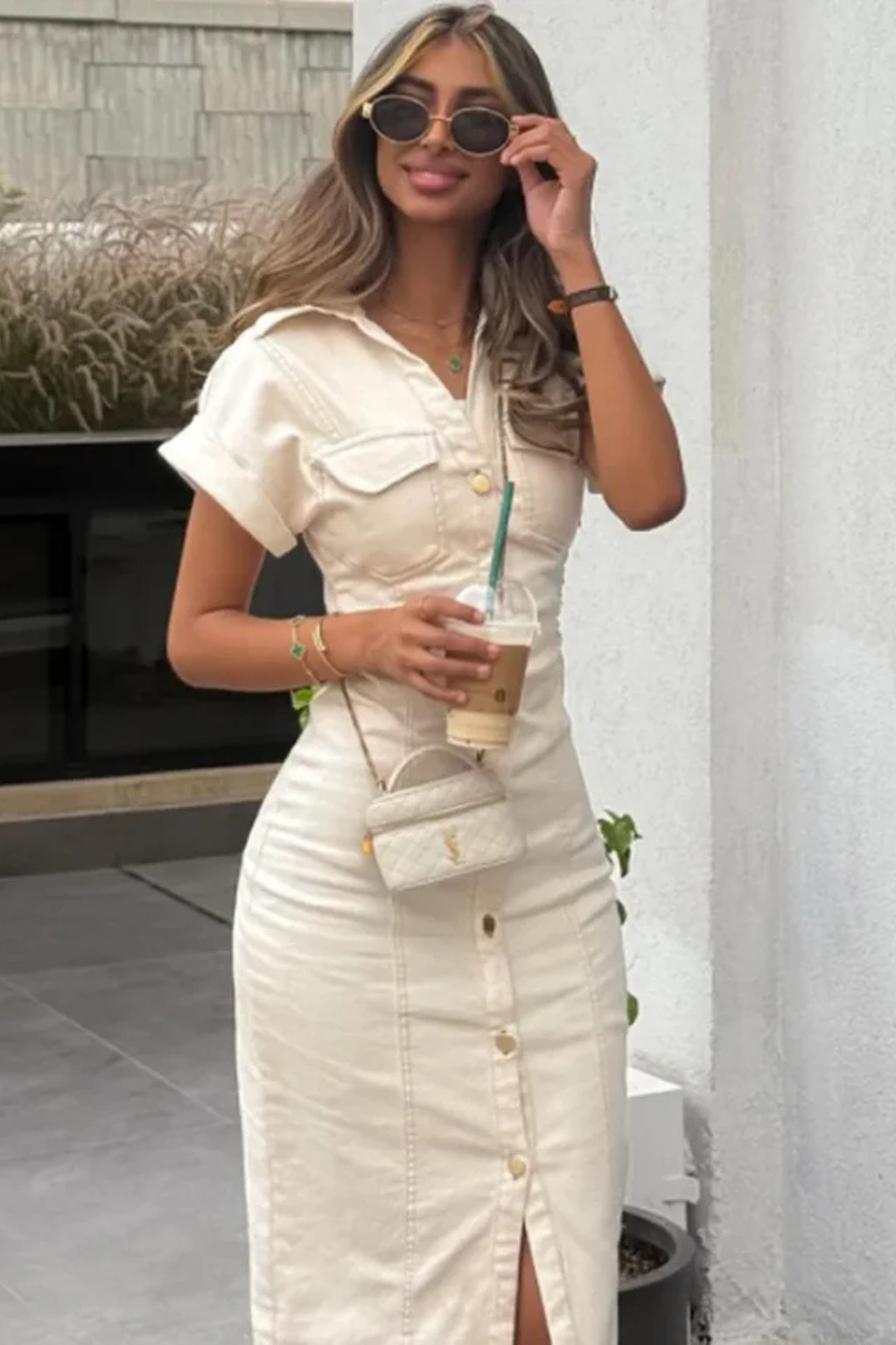 Short Sleeve Denim Dress