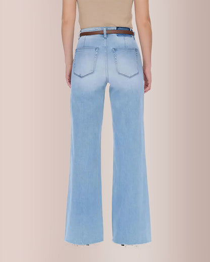 Stretchy High Waist Wide Leg Jeans