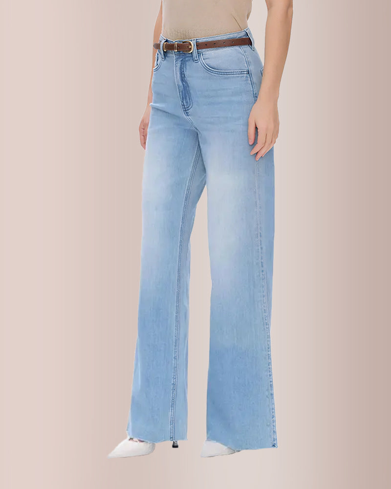 Stretchy High Waist Wide Leg Jeans