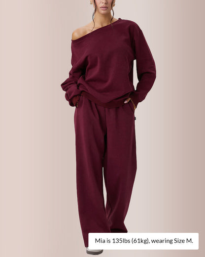 Sloping Shoulder Top & Wide-Leg Co-ord Set