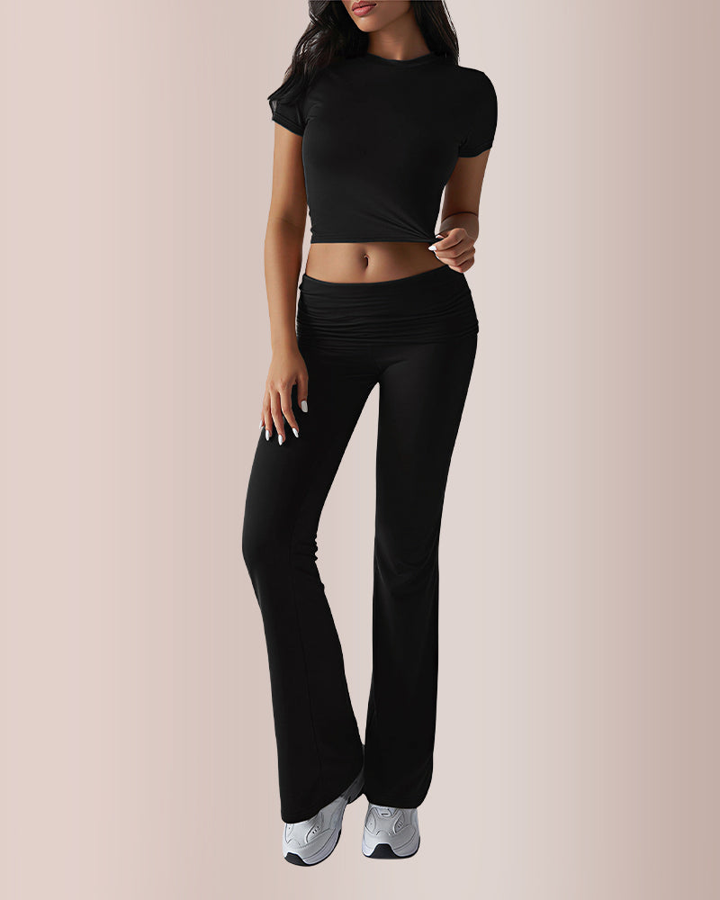 Crop Top & Flare Pant Lounge Set