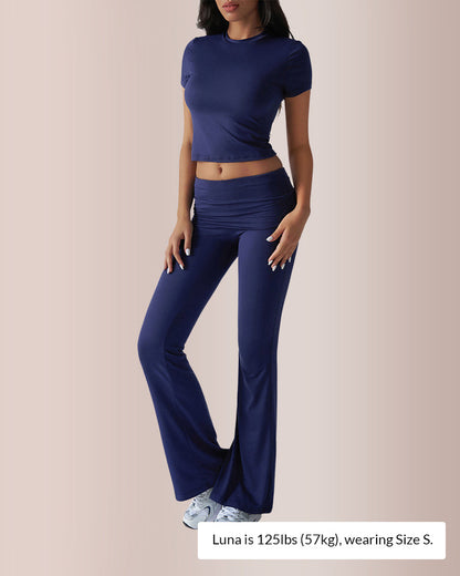 Crop Top & Flare Pant Lounge Set
