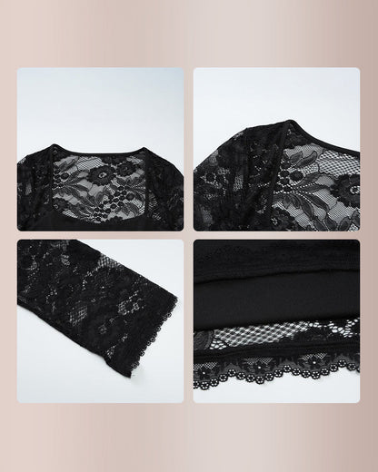 Sheer Lace Floral Long Sleeve Top