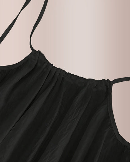 Solid Color Backless Cami Short Dress