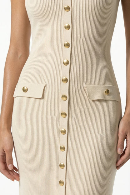 Women’s Knitted Button-Front Midi Dress