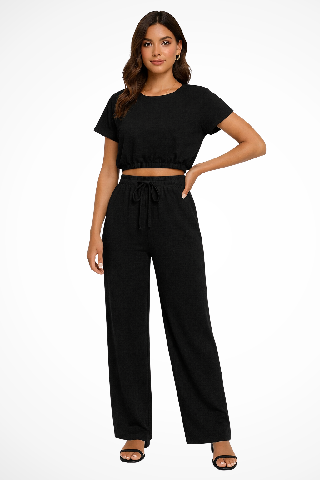 Relaxed Fit Wide Leg Top and Trousers Set