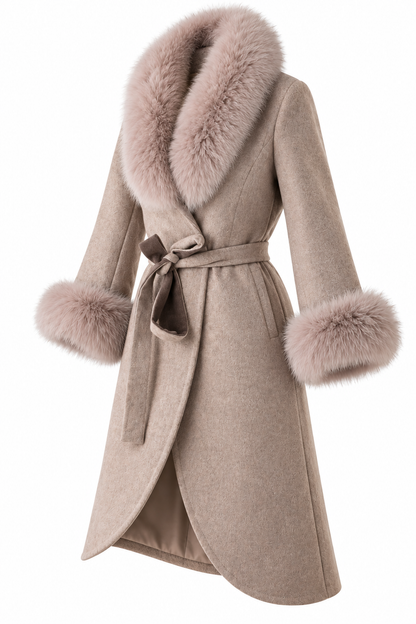 ICON Women's Cashmere Coat with Arctic Fox Fur