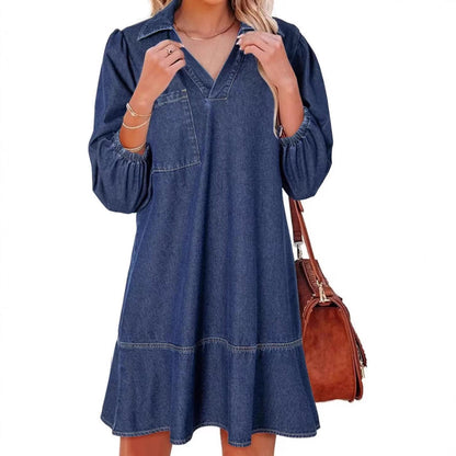 Voluminous Sleeve Denim Dress