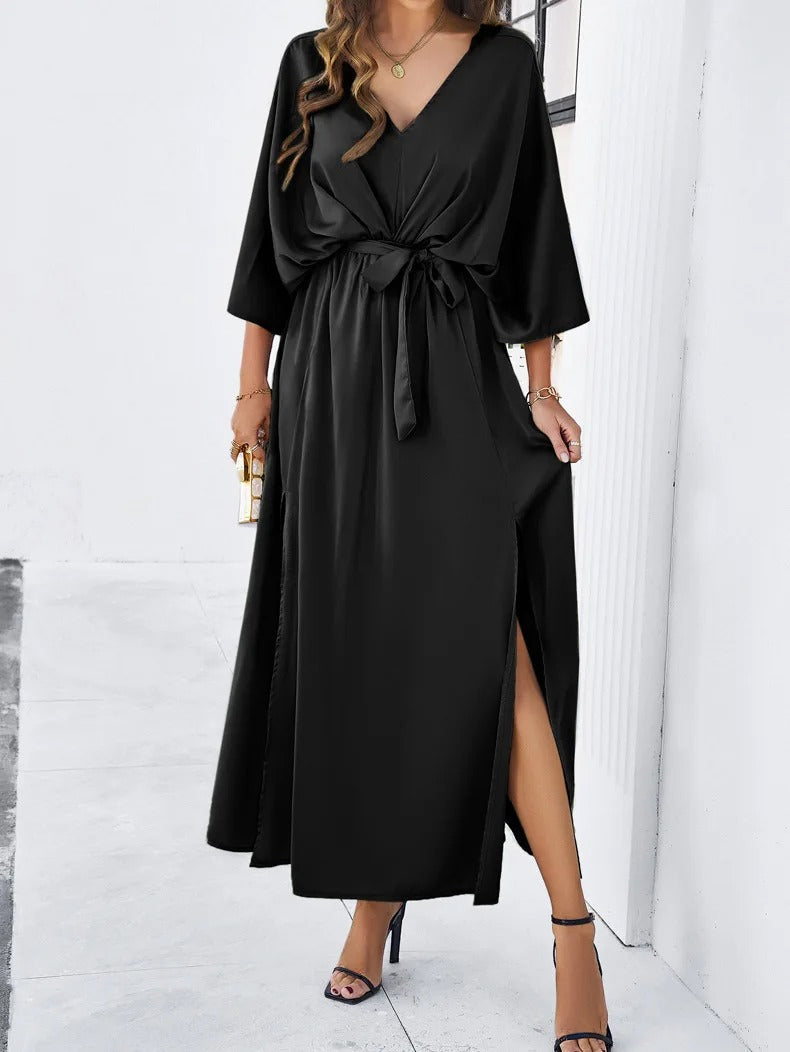 V-Neck Women's Dress Midi Spring