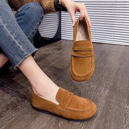 Women's Genuine Leather Black Loafers