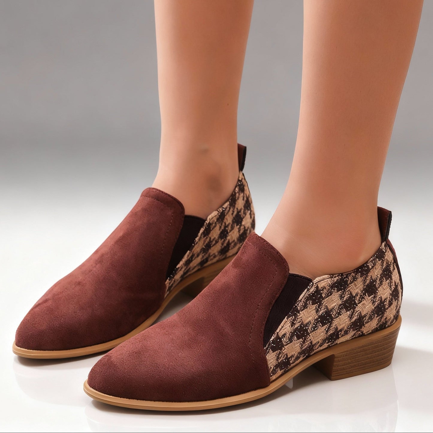 Women's Suede Houndstooth Loafers