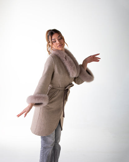 Alpaka Women's Cashmere Coat with Arctic Fox Fur