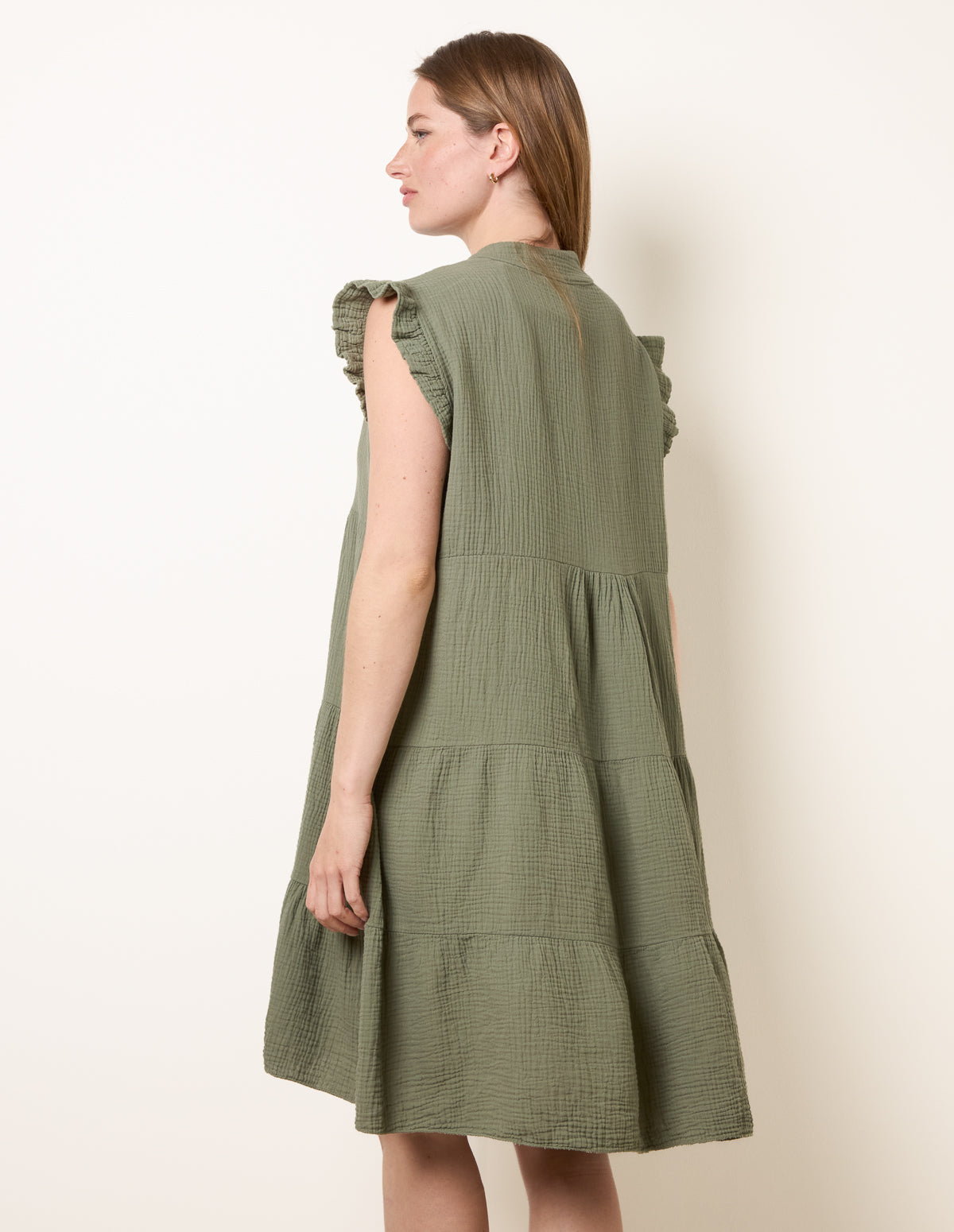 Cheesecloth Frill Sleeve Tunic dress