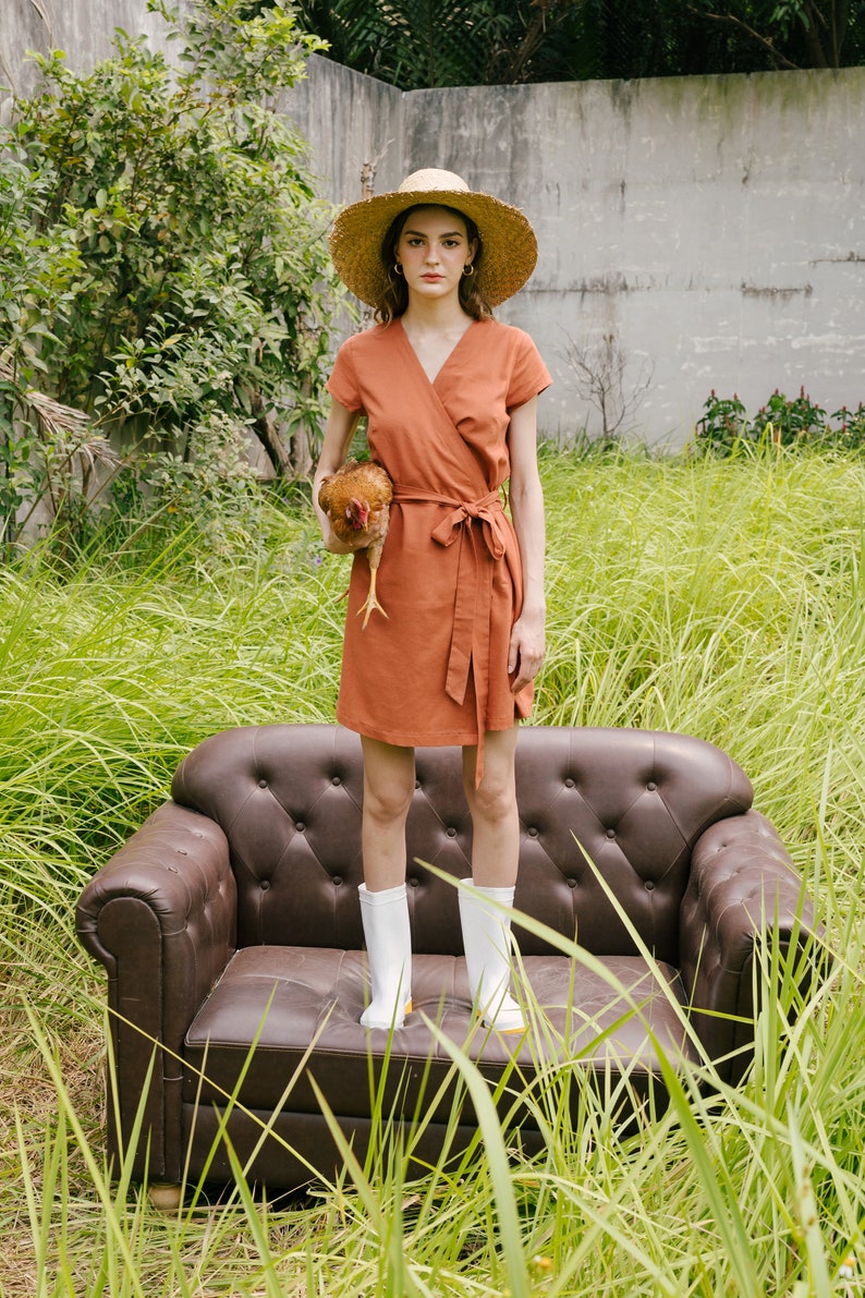 Wrap Linen Dress With Belt