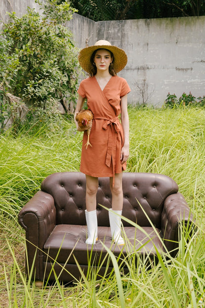 Wrap Linen Dress With Belt