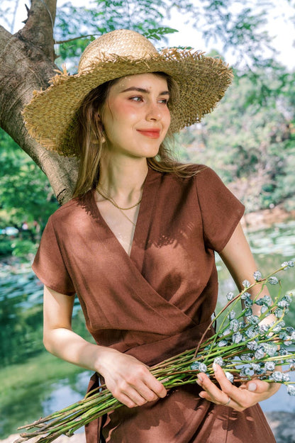 Wrap Linen Dress With Belt