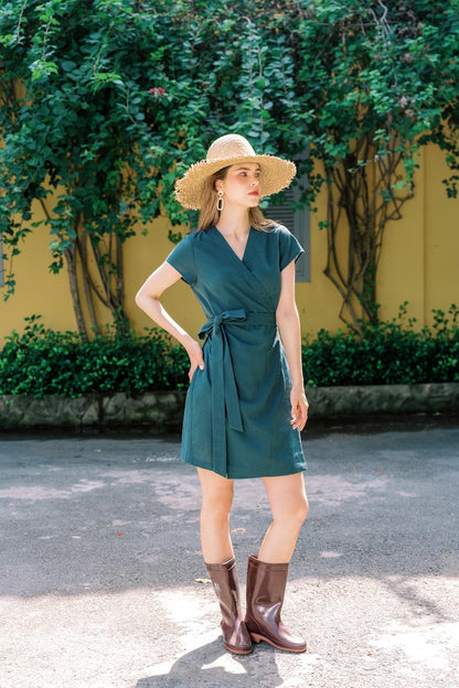 Wrap Linen Dress With Belt