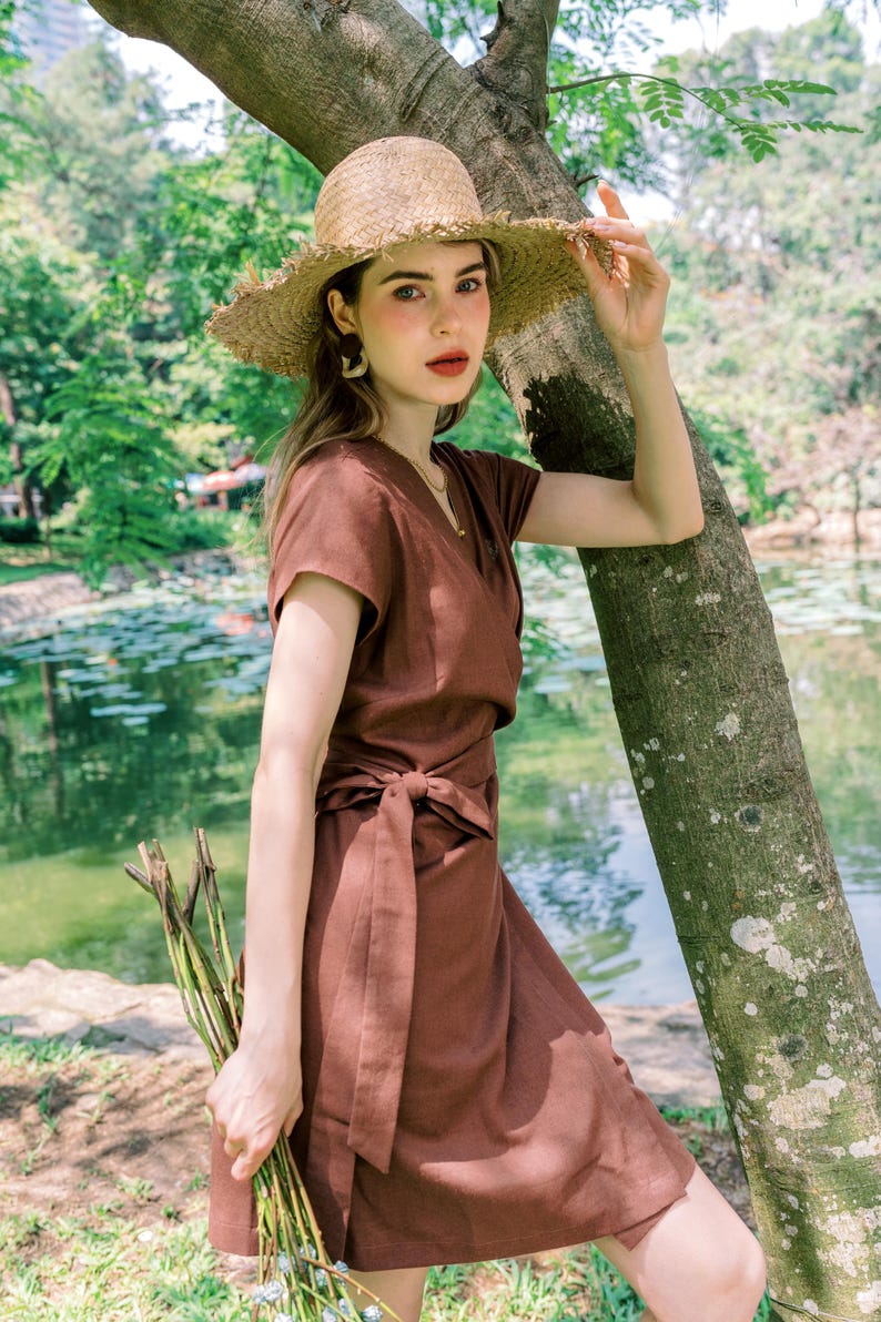 Wrap Linen Dress With Belt