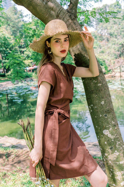 Wrap Linen Dress With Belt