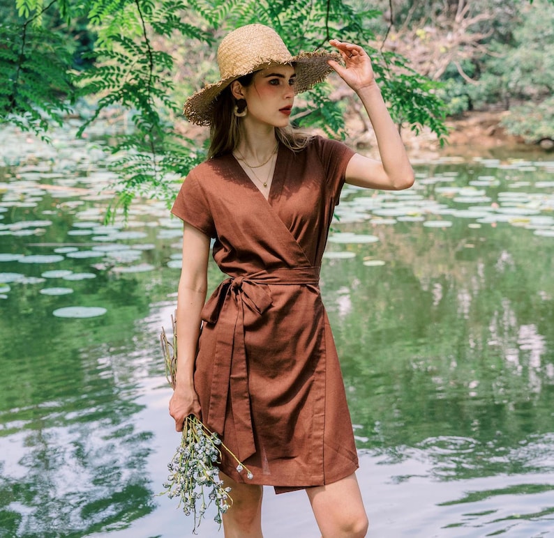 Wrap Linen Dress With Belt