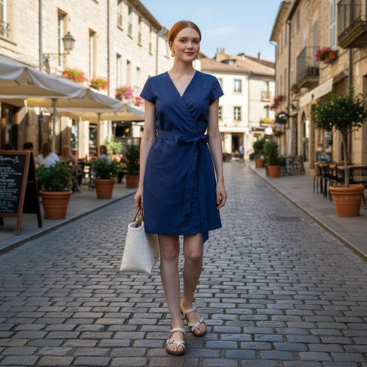 Wrap Linen Dress With Belt